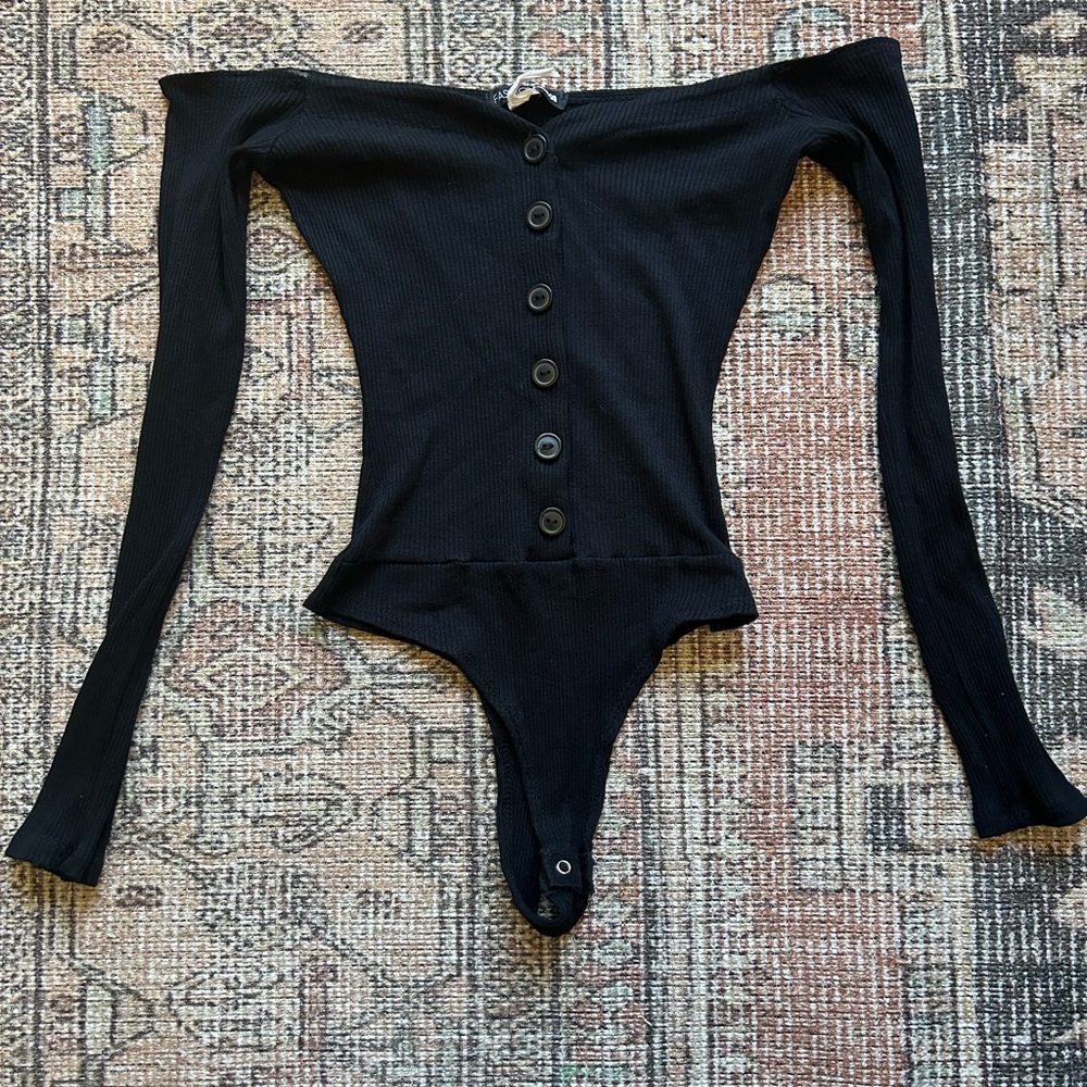 Black off the shoulder bodysuit